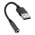 Porodo Audiolink Female 3.5mm Audio Jack to USB-A Adapter - PDCBL0041BK