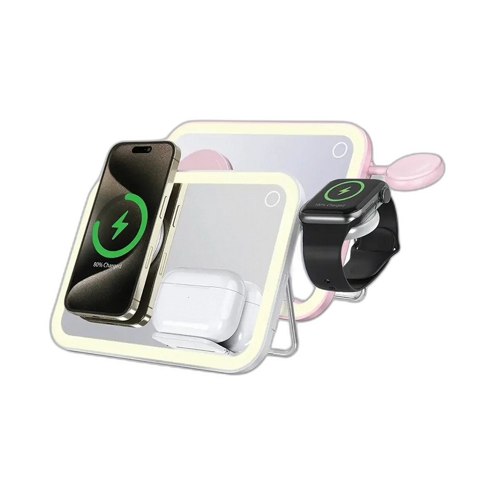 Porodo Multi-Device Wireless Charging Mirror with LED Lights