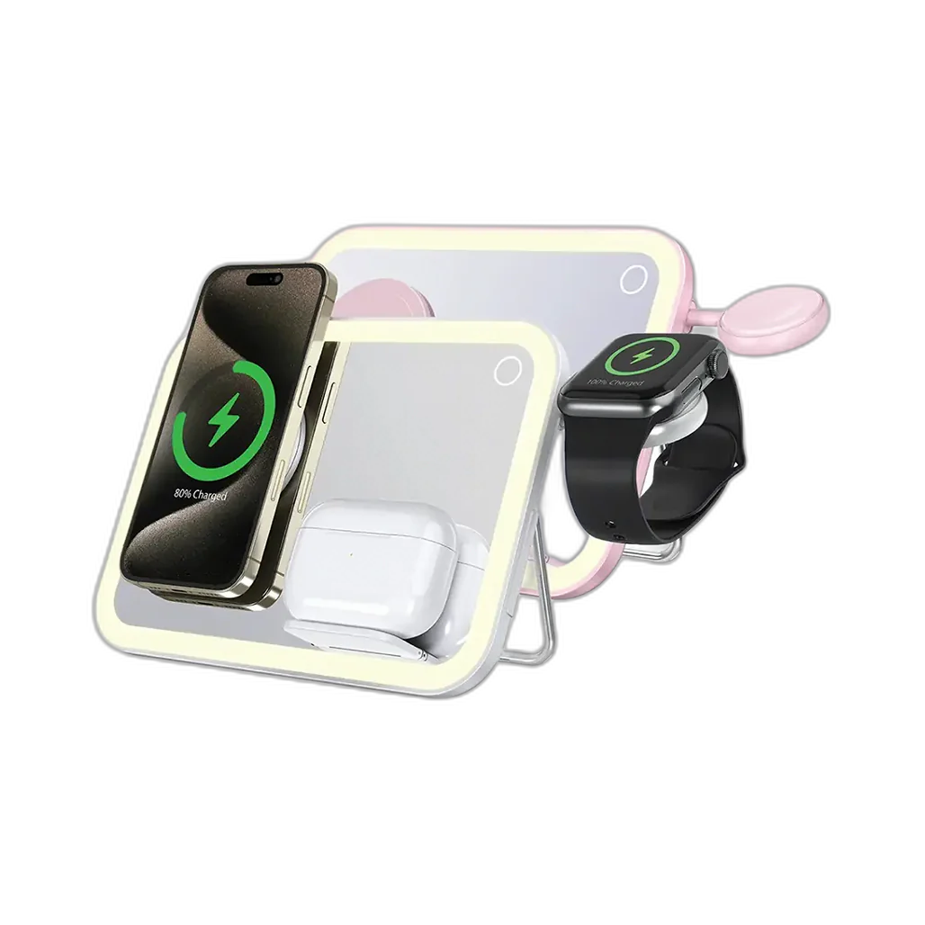 Porodo Multi-Device Wireless Charging Mirror with LED Lights