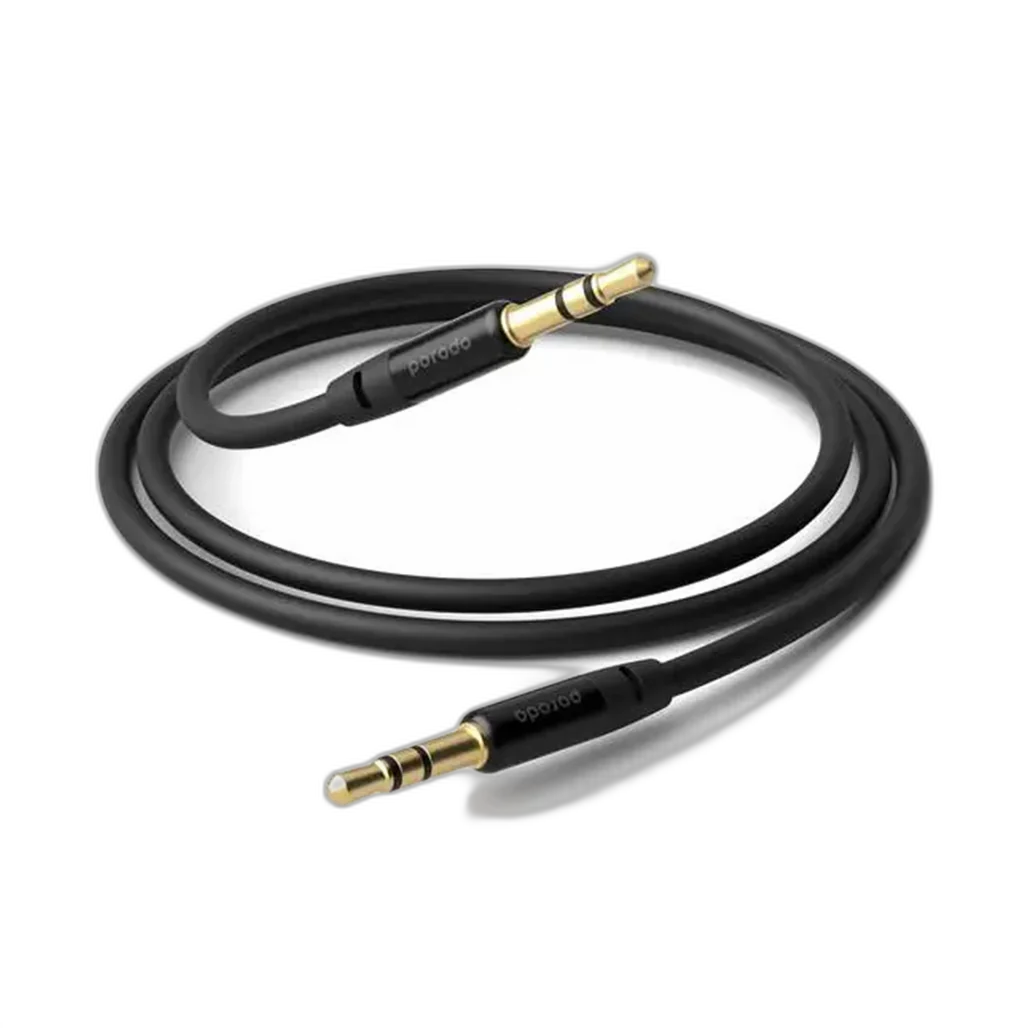 Porodo 3.5mm Male to Male AUX Audio Cable, 1M - Black