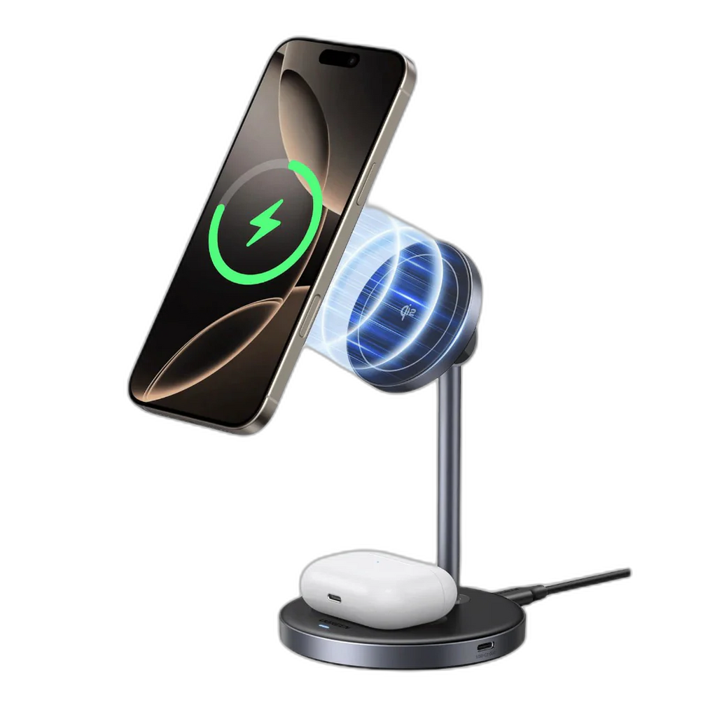 Ugreen MagFlow 2-in-1 Wireless Charger - Qi2 15W MagSafe Compatible Charging Stand