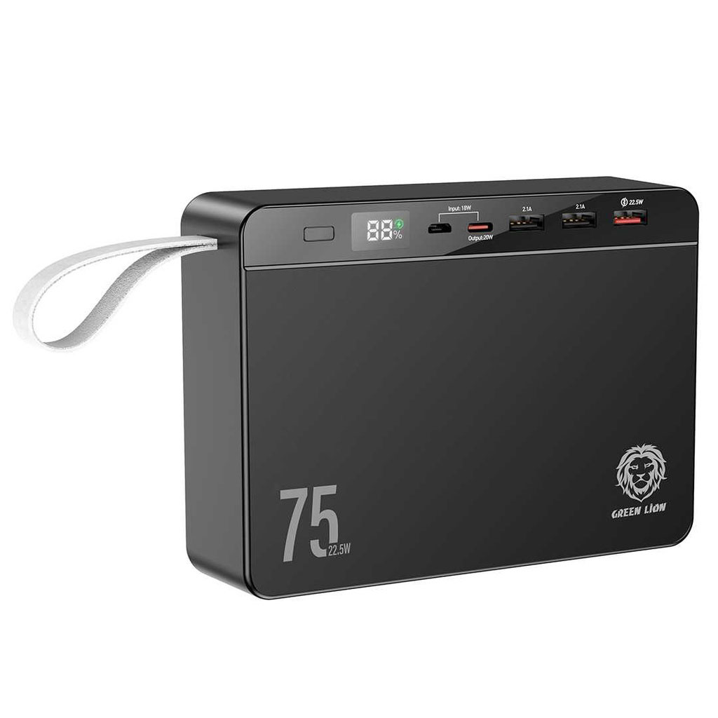 Green Lion 75000mAh Power Volt Mega Capacity Power Bank - Black