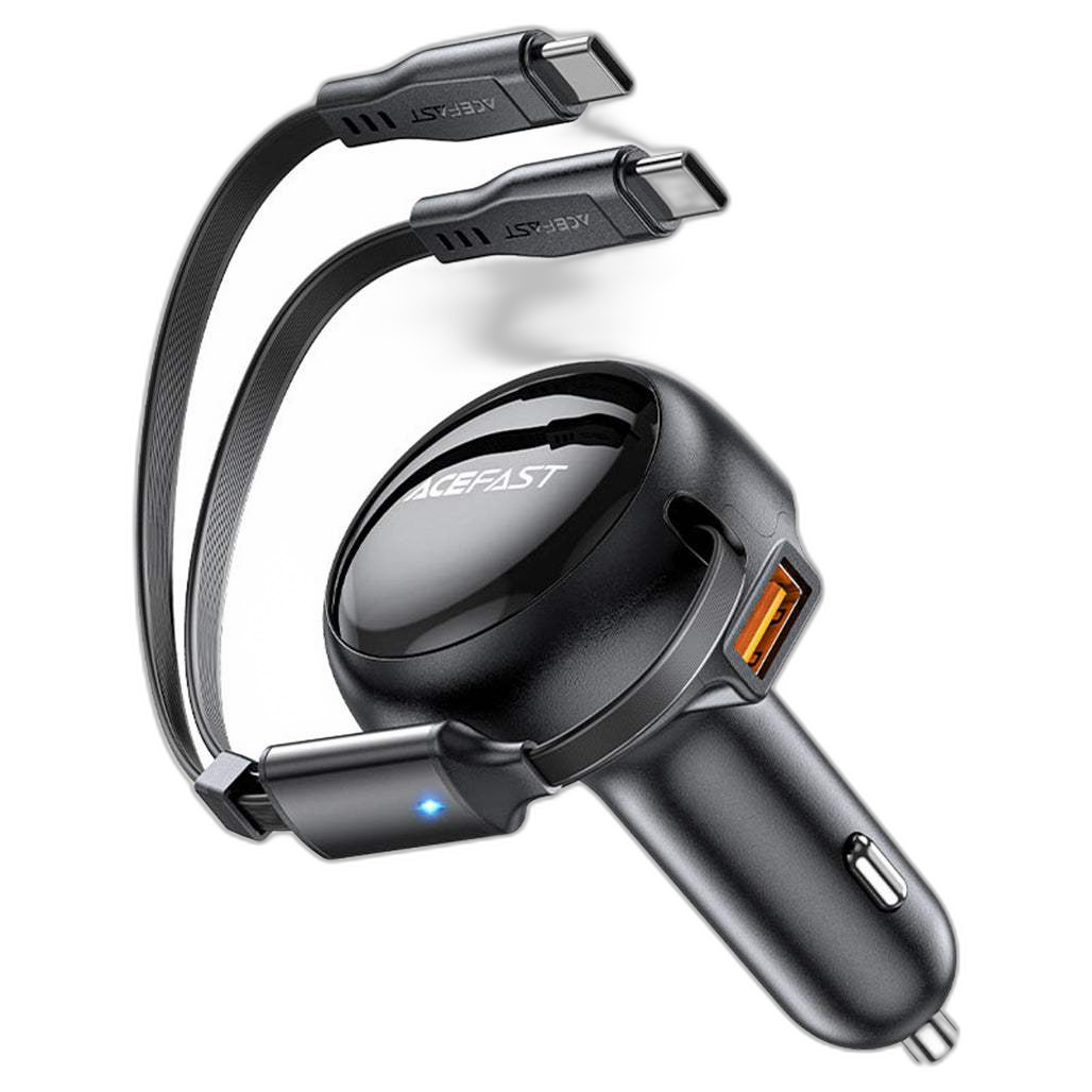 Acefast B13 Car Charger 53W with 2 USB-C Cable and 1 USB-A Port
