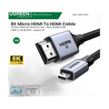 Ugreen Cable 8K Micro Hdmi To Hdmi , Hdmi 2.1 High Performance Transmission 15517