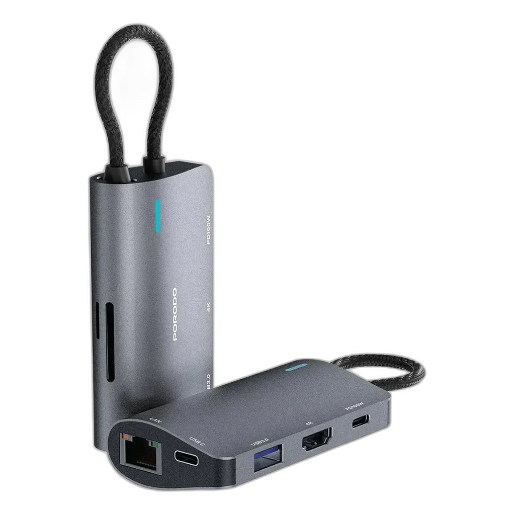 Porodo 7-IN-1 Multi Port USB-C Hub - PDRDS71GY