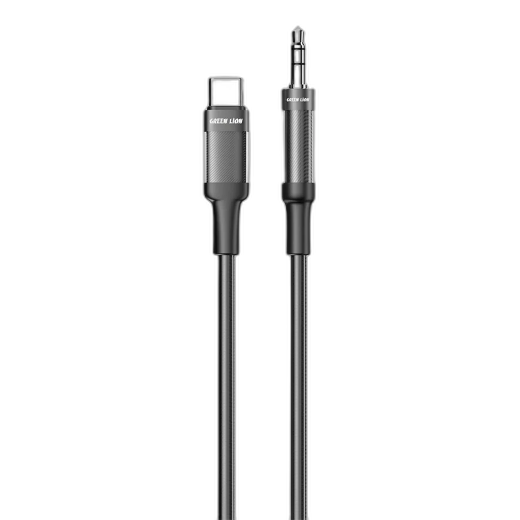Green Lion USB-C to AUX Braided Cable 1M - Black