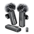 PLOKAMA VM-20 Wireless Clip-On Lavalier Microphone, Plug and Play, Dual Type-C and Lightning Microphones
