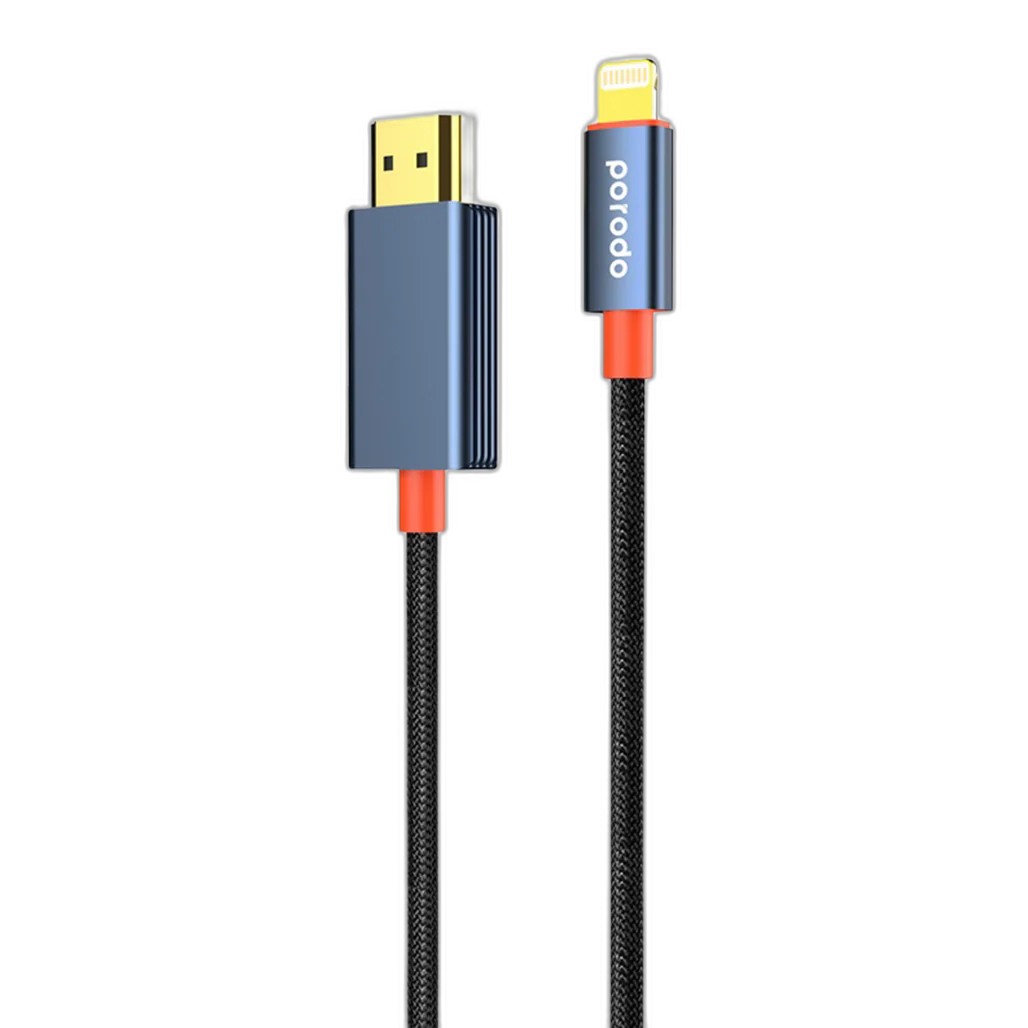 Porodo Woven Cable Lightning to HDMI - Black