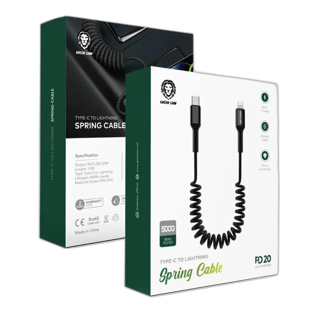 Green Lion Spring Cable (1.5m) USB-C to Lightning