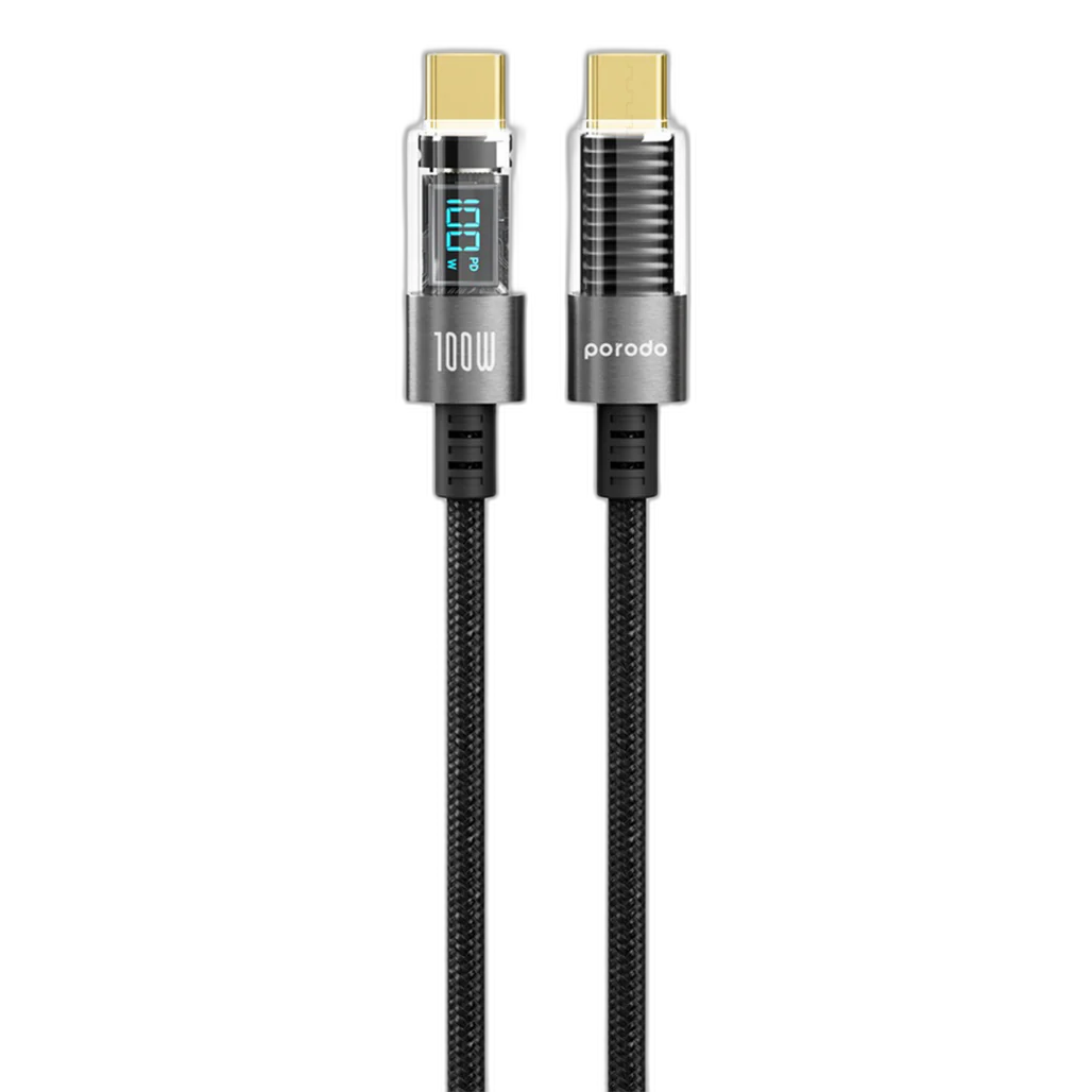 Porodo Braided Transparent USB-C TO USB-C Cable