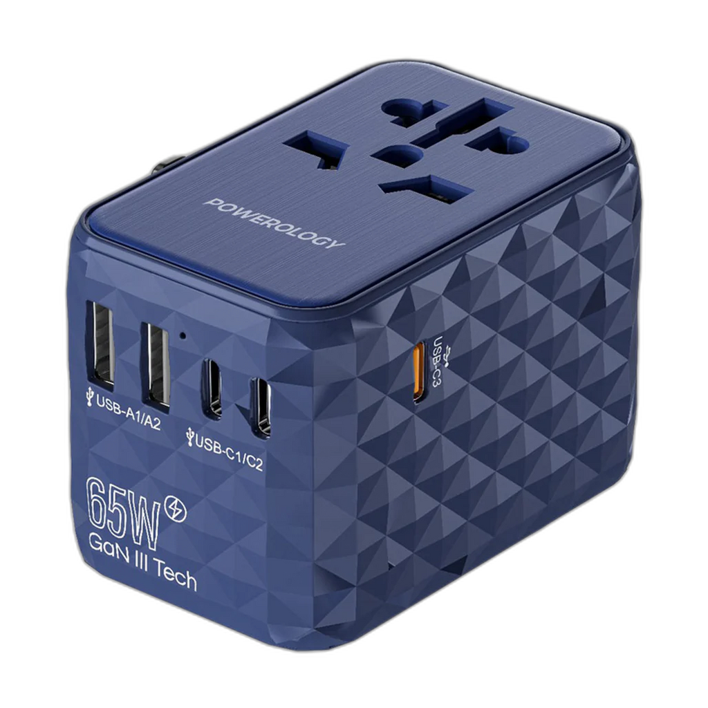 Powerology Universal Multi-Port Travel Adapter PD 65W | P65W3PD