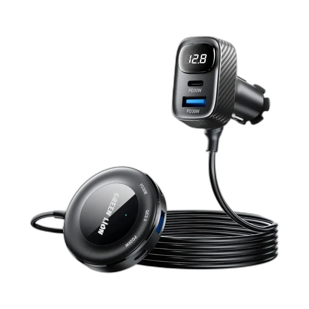 Green Lion 5-In-1 Multiport Car Charger Kit - Black