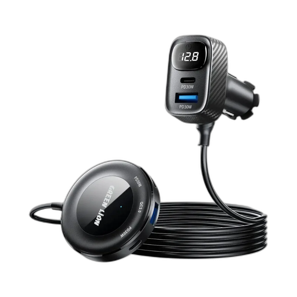 Green Lion 5-In-1 Multiport Car Charger Kit - Black