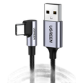 Ugreen 50942 Angled USB-C Male To USB2.0 A Male 3A Data Cable Black 2M