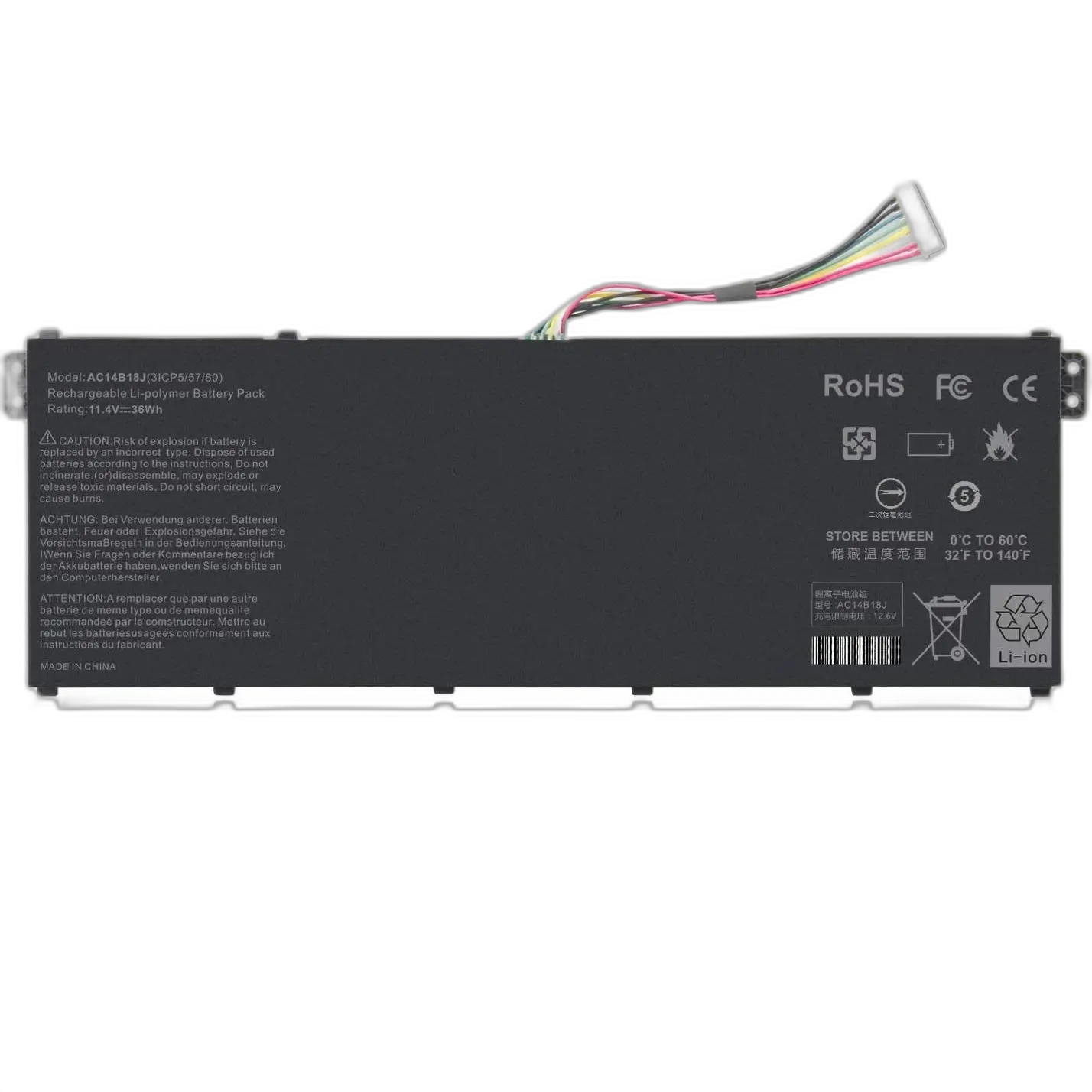 Replacement Battery Acer AC14B18J for Chromebook, Travelmate, Aspire Series.