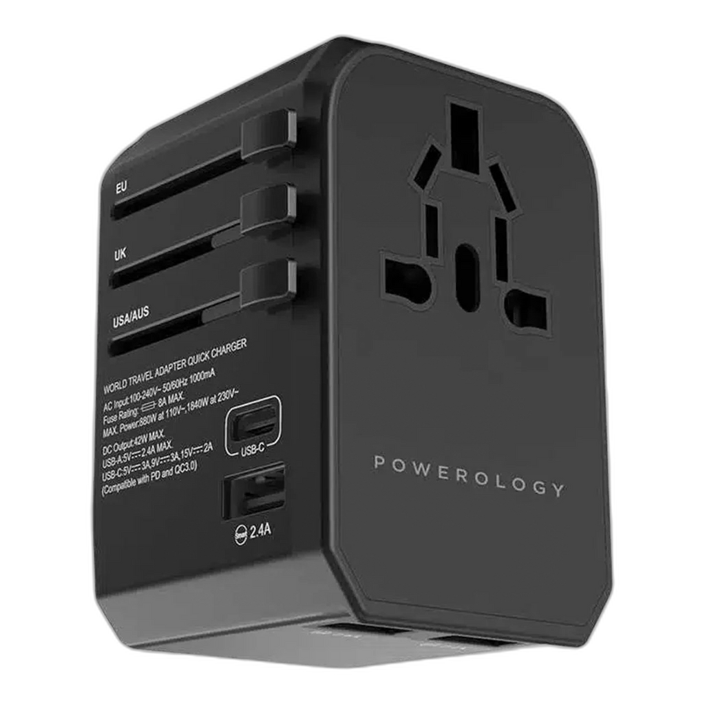 Powerology Universal Travel Adapter 2.4A + PD 45W