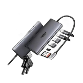 UGREEN 11-in-1 USB-C HUB Docking Station 2x USB + 2X USB-C + 4K HDMI + VGA + RJ45 + SD/TF + Aux + PD Port - CM639 45520