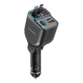 Porodo 65W Car Charger Dual Retractable Cable - Black