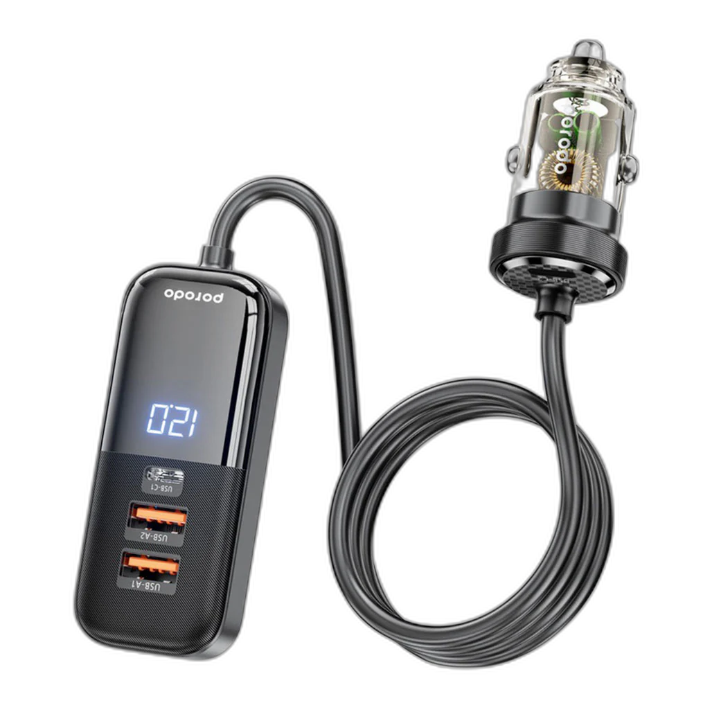 Porodo 120W Multi Port Car Charger with Rear Expansion