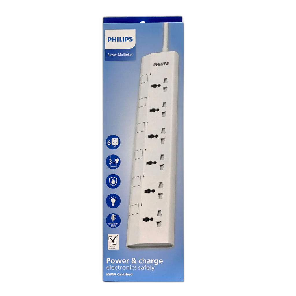 Philips 6 Way Universal Power Extension Cord with Individual Control