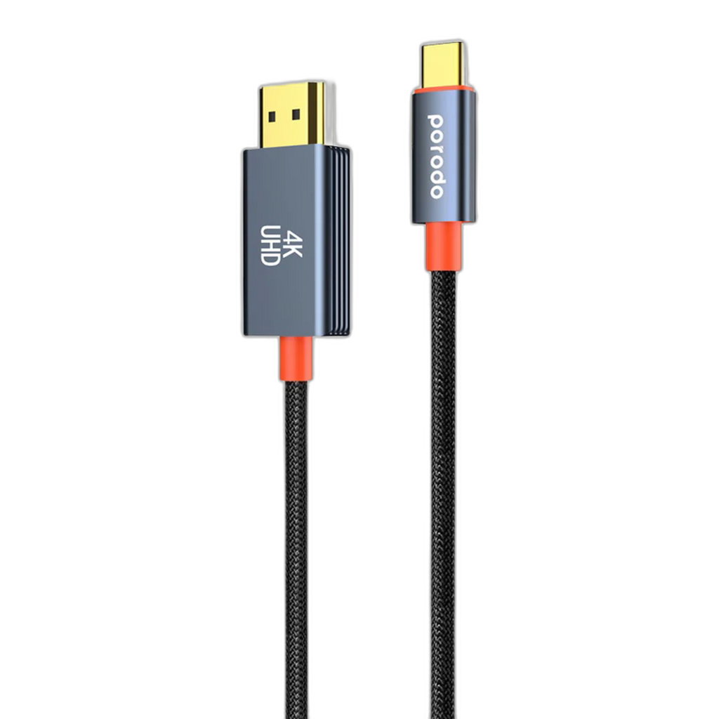 Porodo Woven Cable Type-C to HDMI - Black