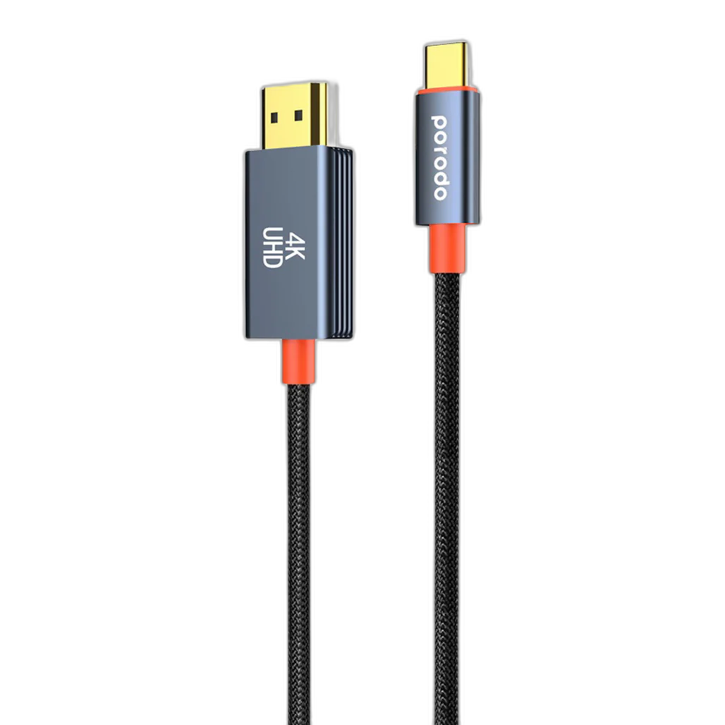 Porodo Woven Cable Type-C to HDMI - Black