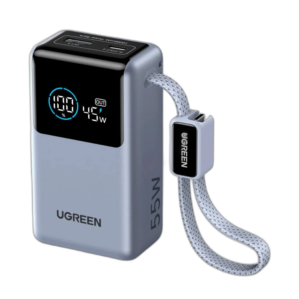 UGREEN Nexode Power Bank - 10000mAh, 55W, 2 Ports, Built-in Cable