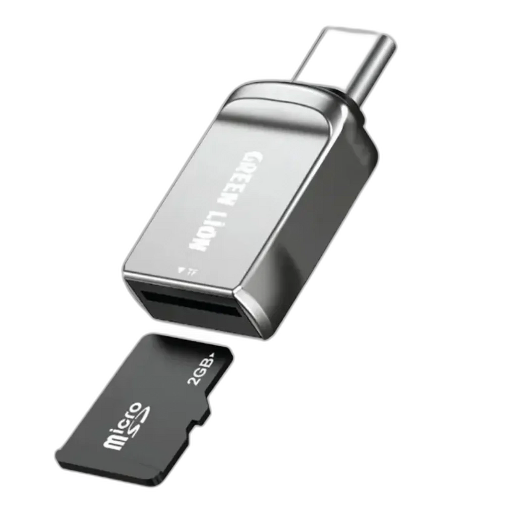 Green Lion SD Card Reader USB-C to Micro SD - Silver