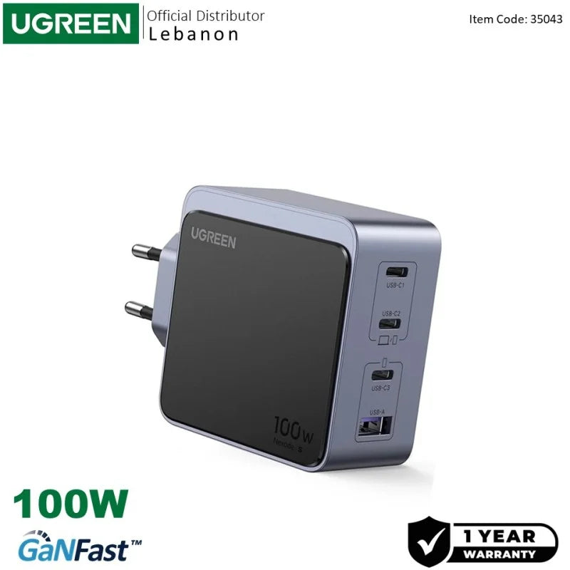 UGREEN NEXODE 100W GaN Tech, 4 Ports Charger for Phones