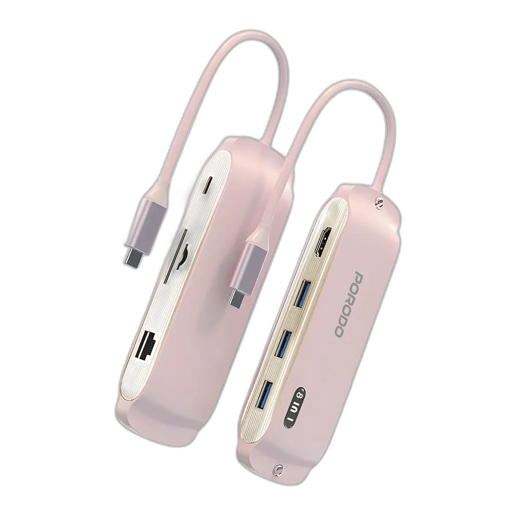 Porodo Malone Multi-Port USB-C Hub - Pink