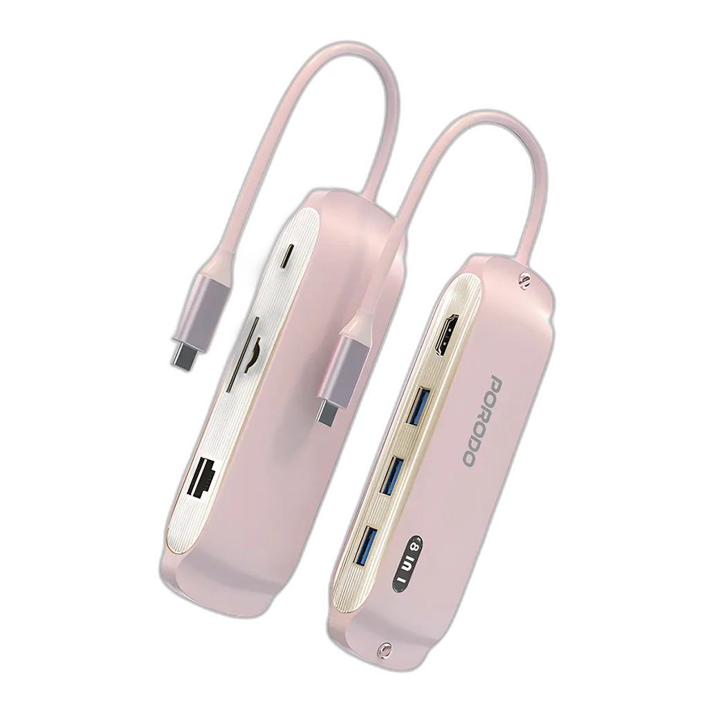 Porodo Malone Multi-Port USB-C Hub - Pink