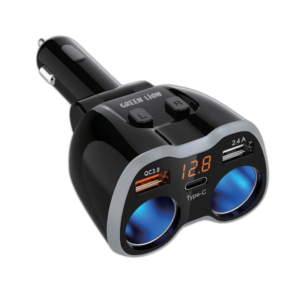 Green Lion GNMULTPCKTBK Multi-Port Car Charger Adapter