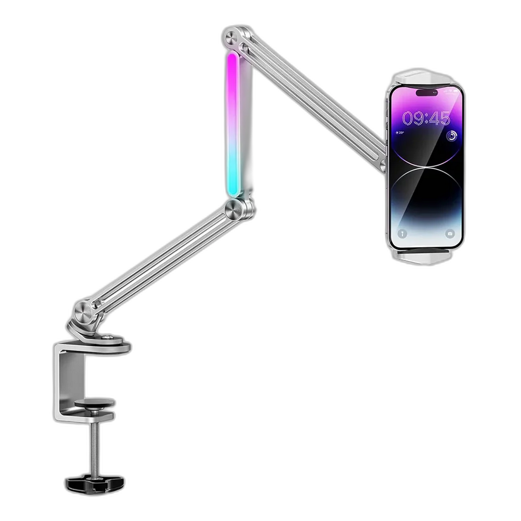 Porodo Multi-Joint Aluminum Desk Mount with RGB Light