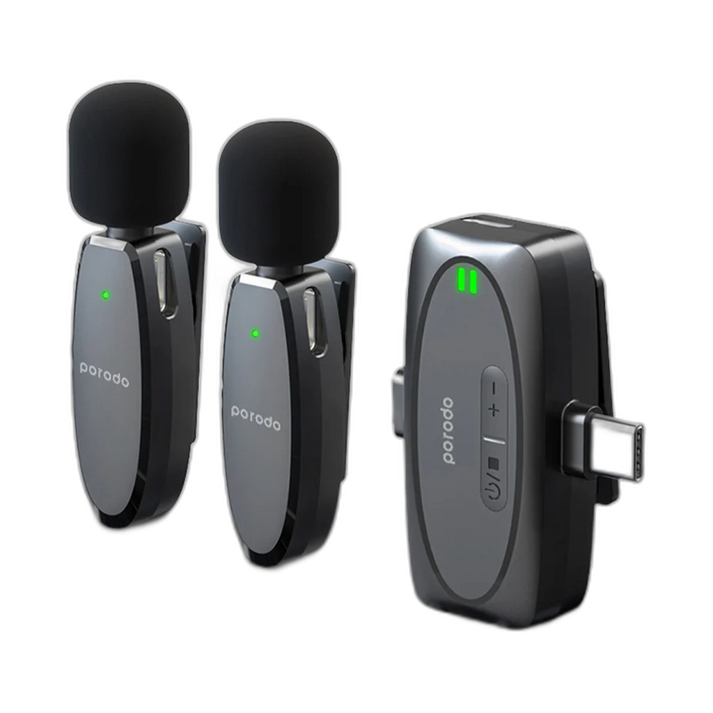 Porodo Dual Connector Lavalier Microphone Dual Mic