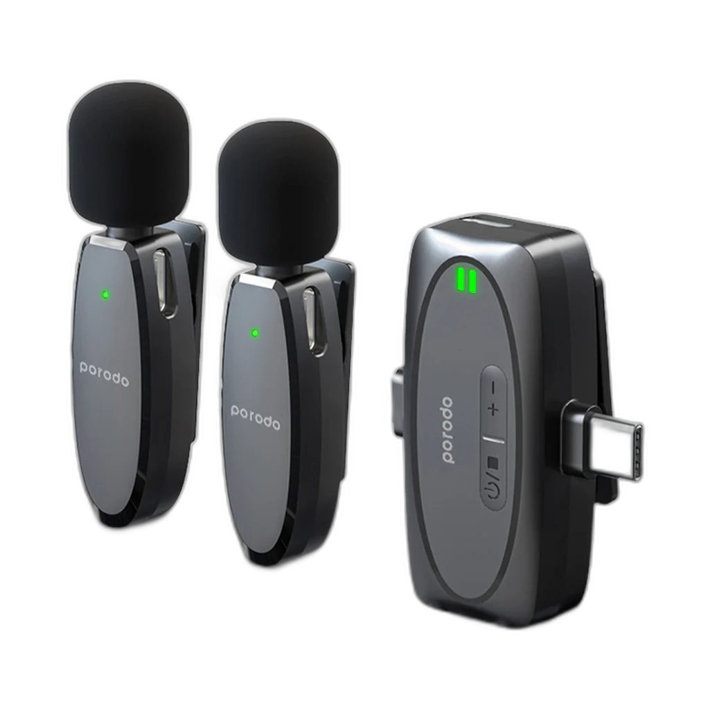 Porodo Dual Connector Lavalier Microphone Dual Mic
