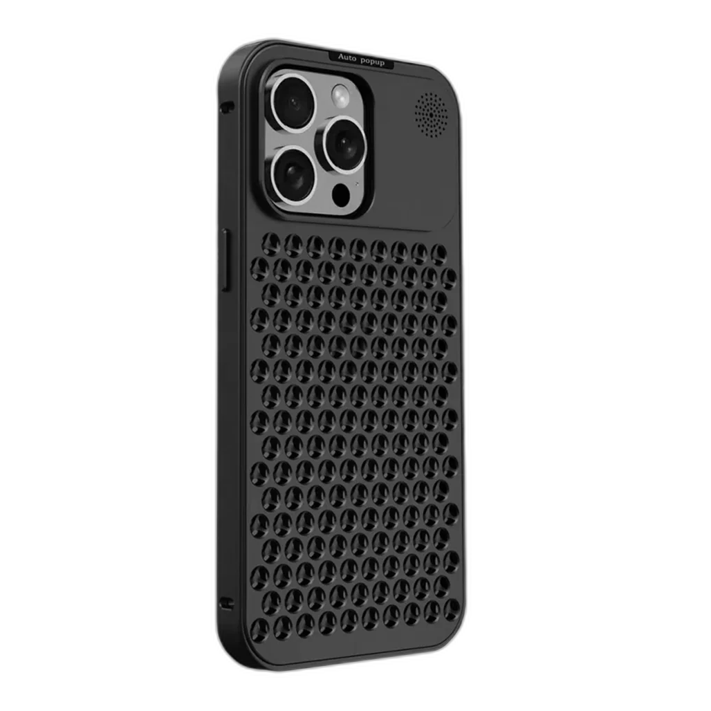 Metallic Alloy Shockproof Cooling Hybrid Case for iPhone 15 Pro Max