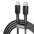 Porodo Braided 20W PD Black - C to Lightning Fast charging Cable.