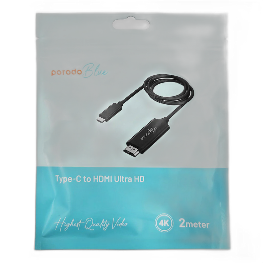 Porodo Blue PB-HDC2M-BK Type-C to HDMI Ultra HD 4K 2m