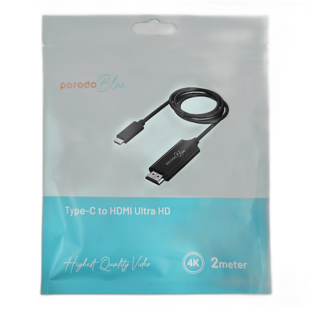 Porodo Blue PB-HDC2M-BK Type-C to HDMI Ultra HD 4K 2m