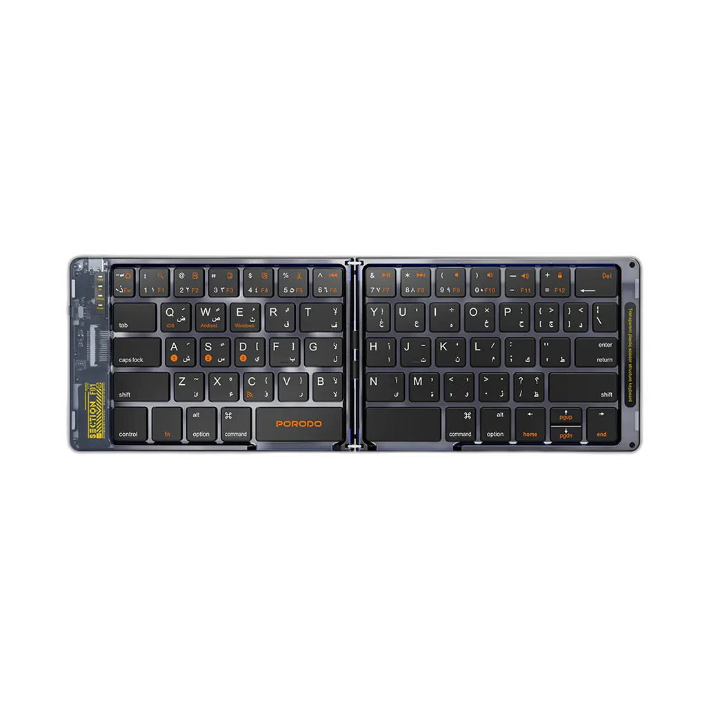 Porodo Crystal Shell Foldable Wireless Keyboard