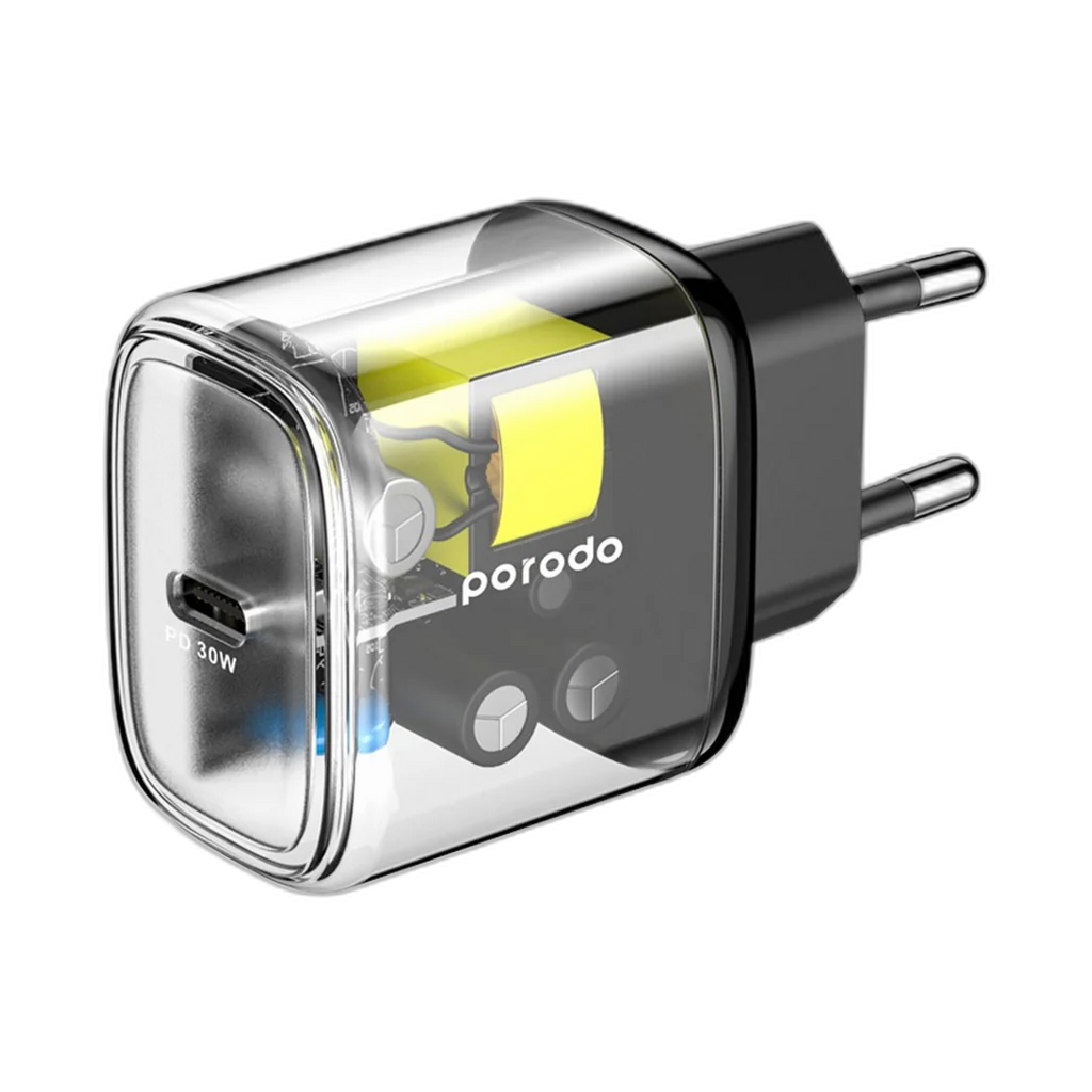 Porodo Transparent Quick Charger PD 30W EU