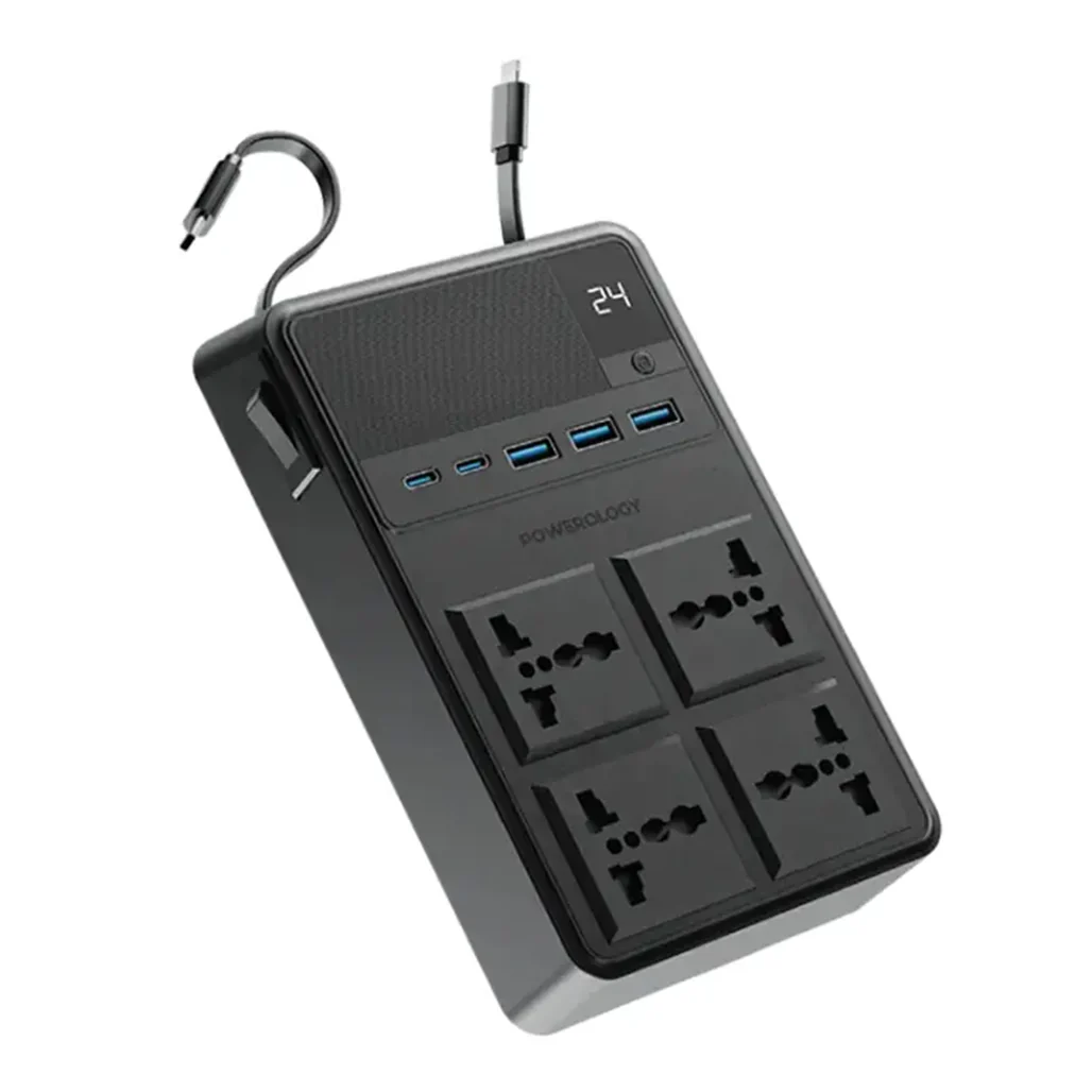 Powerology 2500W Power Strip with 4 AC Outlets