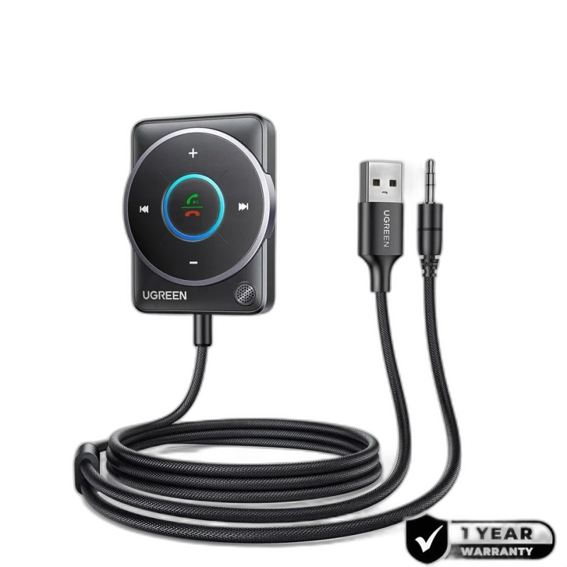 UGREEN Bluetooth 5.4 Car Aux Adapter – Noise-Cancelling, Stable Connection, and Dual Device Support - CM723 35002
