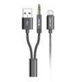 Green Lion 2In1 AUX Braided Cable (1.2m) - Black