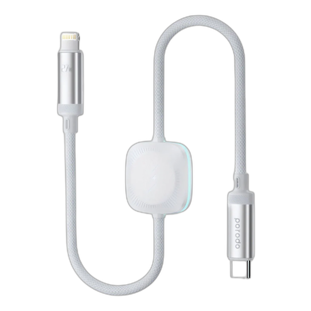Porodo 27W Cable with Wireless Watch Charger|PD-2N1CLWC-WH
