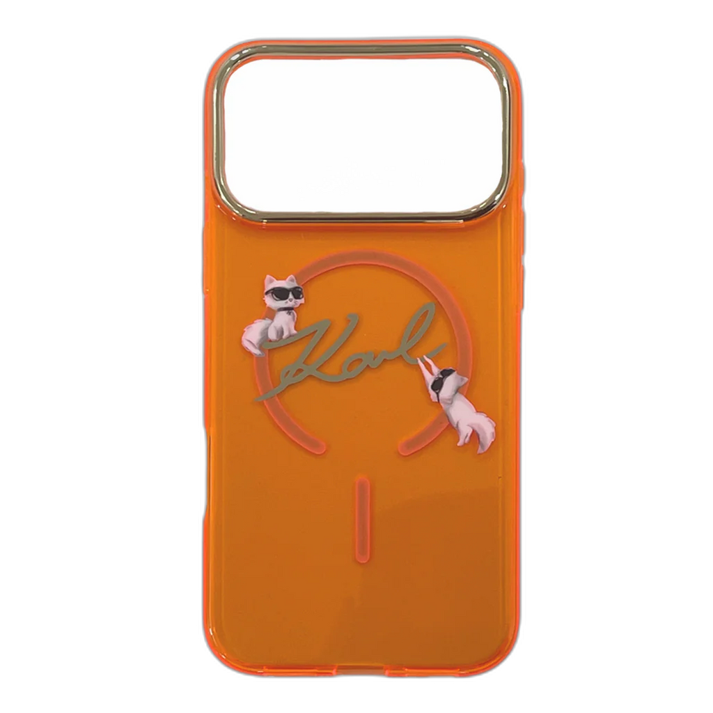 Karl Lagerfeld MagSafe IML Case with Choupette Scripted Logo