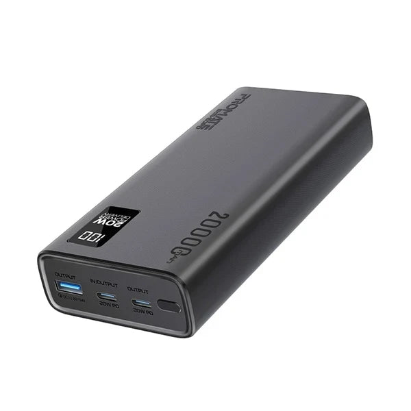 Promate Bolt-20PD, Compact Smart Charging Power Bank with 20W PD Dual USB-C and 22.5W USB-A Ports
