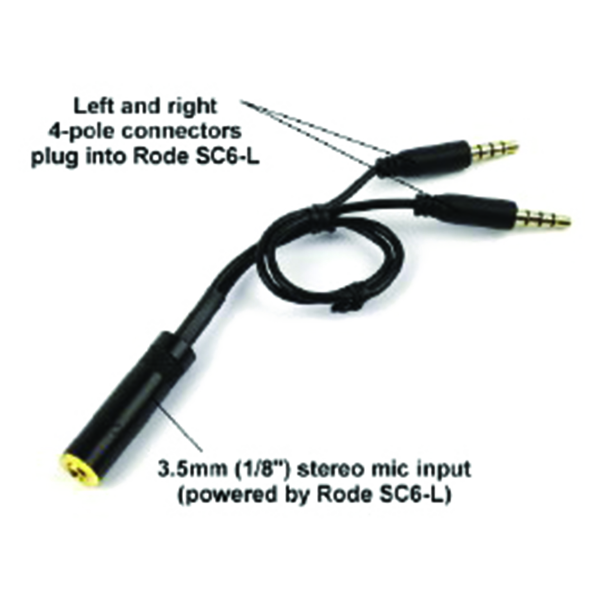 Conqueror Cable Audio Y Extension 3.5 mm 4 Pole 2 Male to 1 Female Jack for Headphone AUX 1 Meter Length - C109