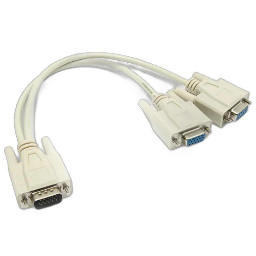 Conqueror VGA Cable Single to Double Splitter 1 Male to 2 Male Splitter Grey - C91