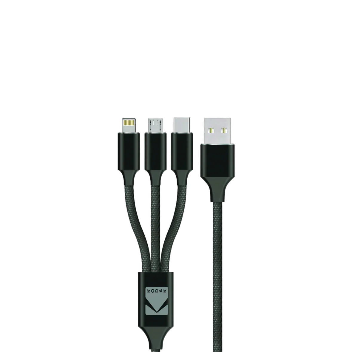 Kodak Male to Male Cable USB 3-in 1-Type A to Type C with Micro USB and Lighting Pure Copper 1.5 Meter Length - USBC5901